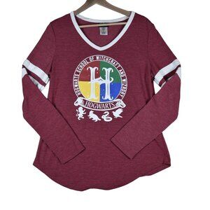 Harry Potter Hogwarts Baseball Long T Shirt Unisex L Red Pullover